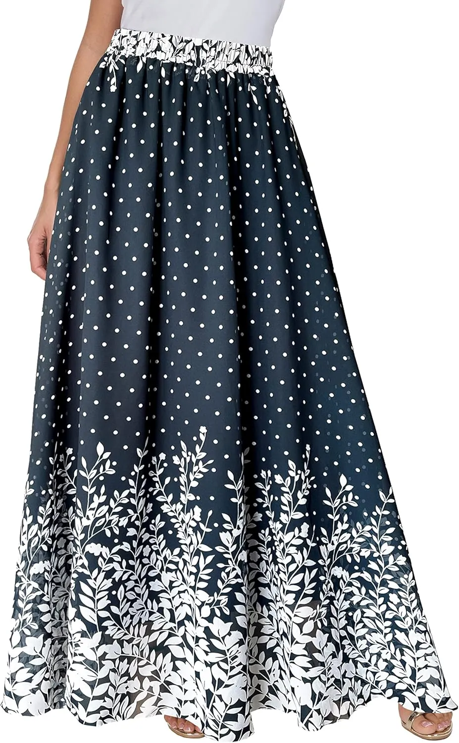 Afibi Women Floral Long Skirts Chiffon Summer Beach High Waisted Maxi Skirts