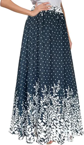Afibi Women Floral Long Skirts Chiffon Summer Beach High Waisted Maxi Skirts