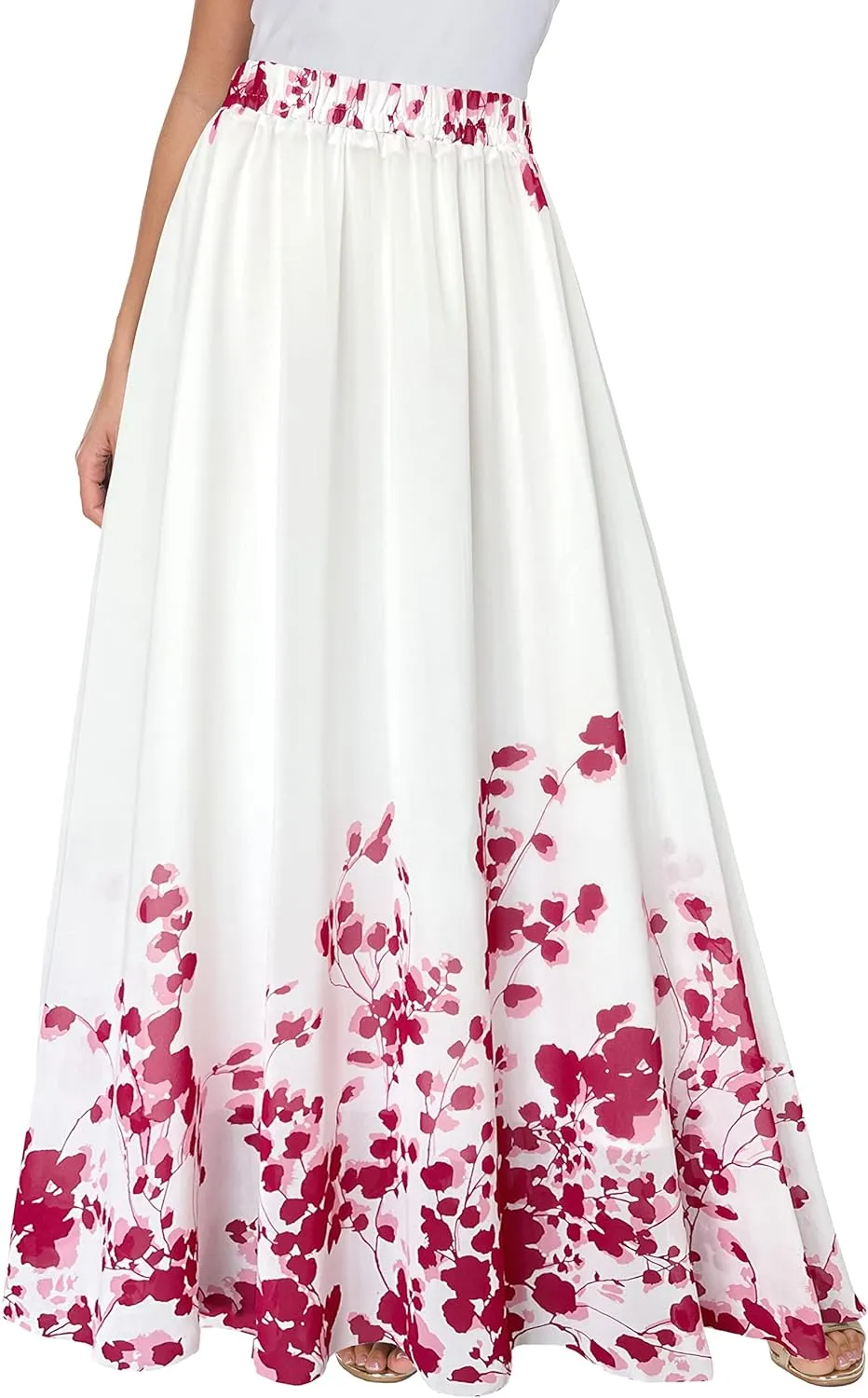Afibi Women Floral Long Skirts Chiffon Summer Beach High Waisted Maxi Skirts