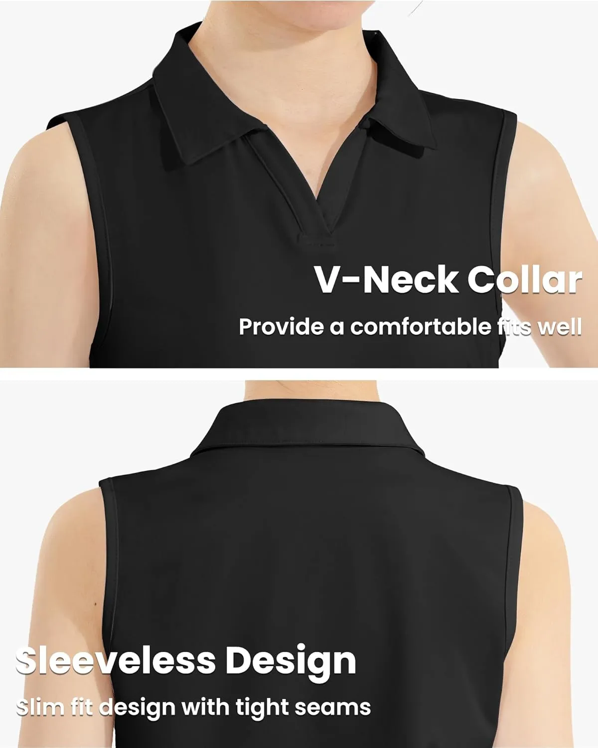 Auranso Girls Sleeveless Polo Shirts V-Neck Golf Tennis T-Shirts with Collared Quick Dry Tank Tops