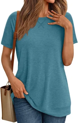 AUTOMET T Shirts Short Sleeve Crewneck Tees for Women Trendy Lightweight Soft Casual Summer Tops Clothes 2025