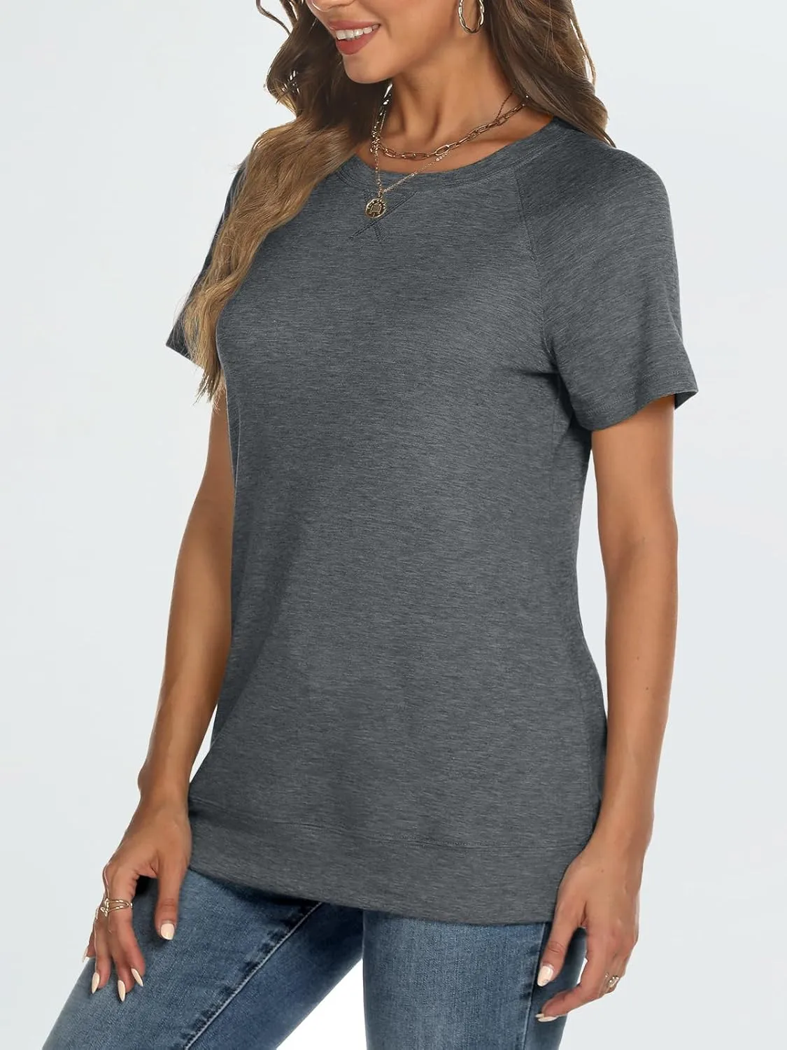 AUTOMET T Shirts Short Sleeve Crewneck Tees for Women Trendy Lightweight Soft Casual Summer Tops Clothes 2025