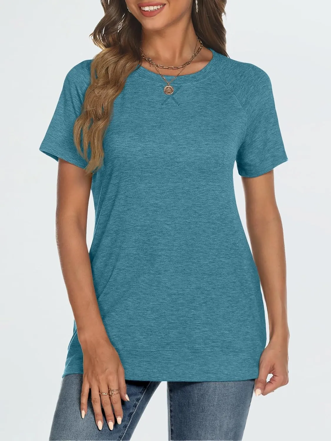 AUTOMET T Shirts Short Sleeve Crewneck Tees for Women Trendy Lightweight Soft Casual Summer Tops Clothes 2025