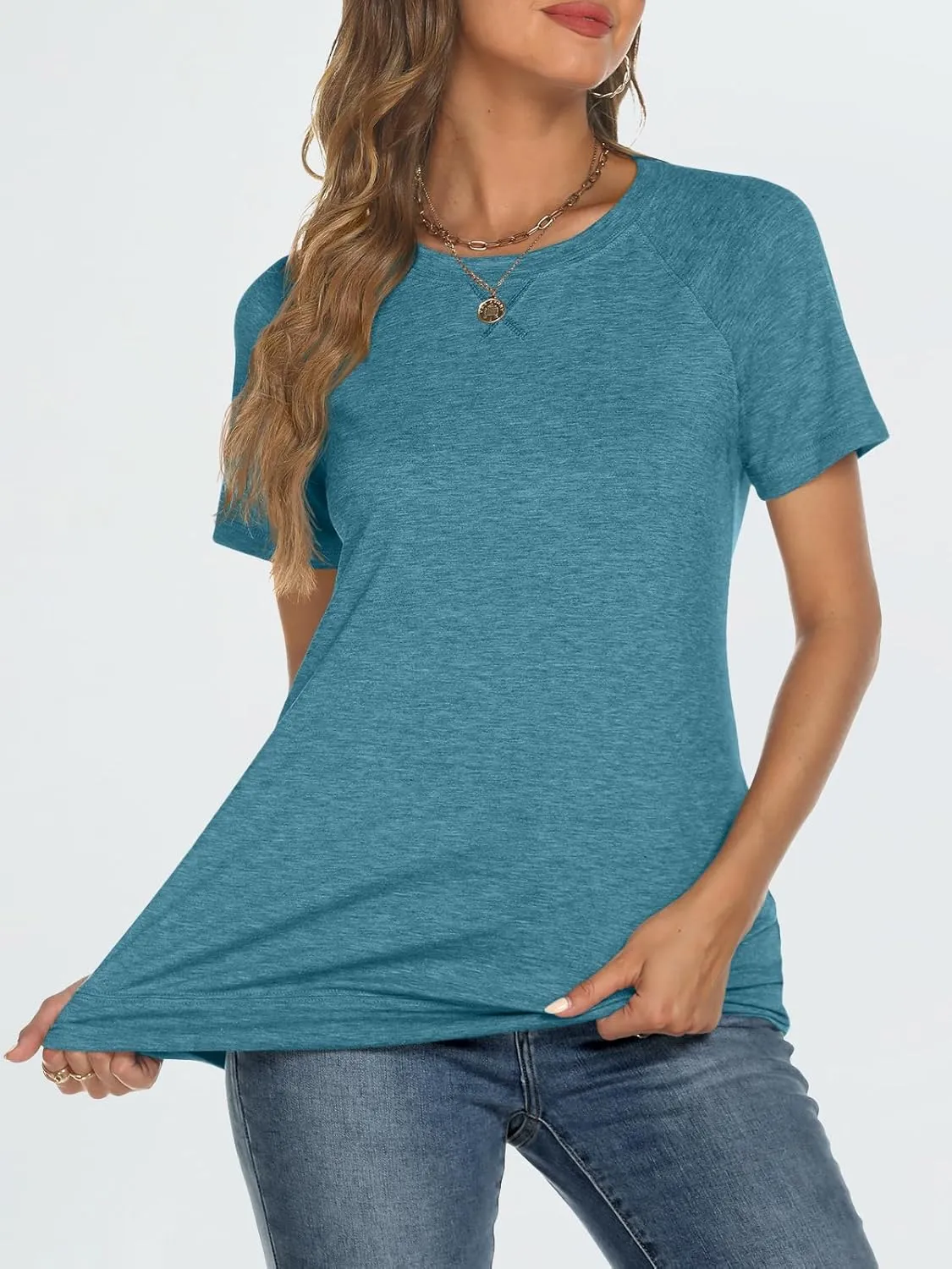 AUTOMET T Shirts Short Sleeve Crewneck Tees for Women Trendy Lightweight Soft Casual Summer Tops Clothes 2025