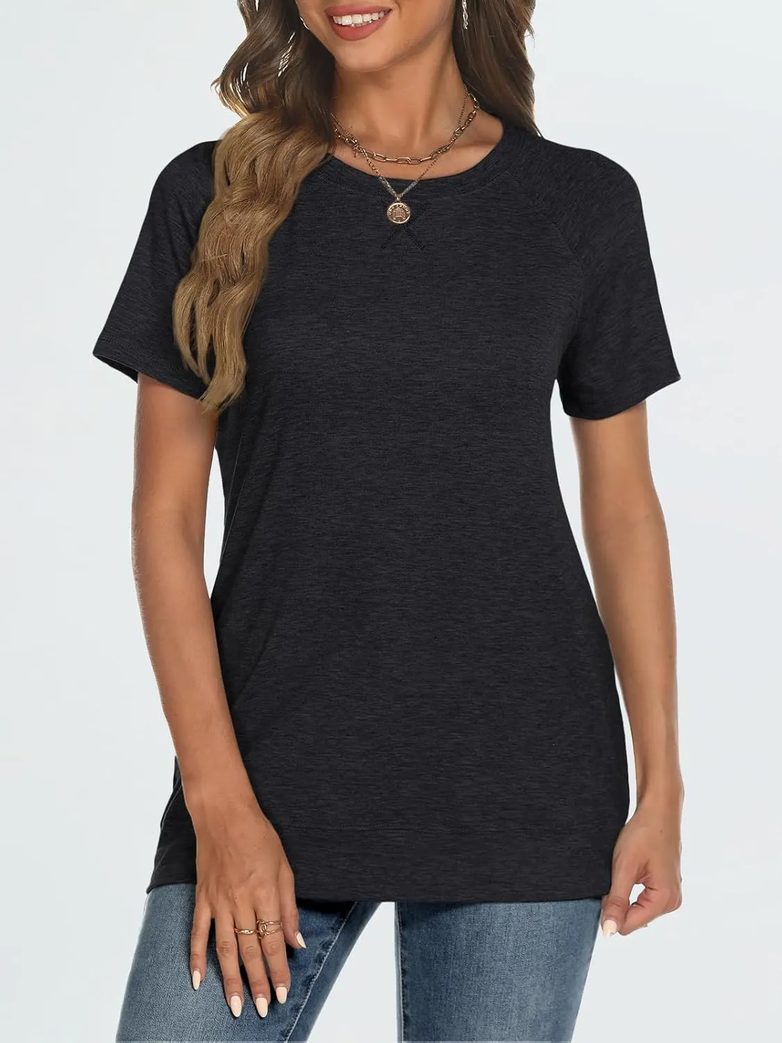 AUTOMET T Shirts Short Sleeve Crewneck Tees for Women Trendy Lightweight Soft Casual Summer Tops Clothes 2025