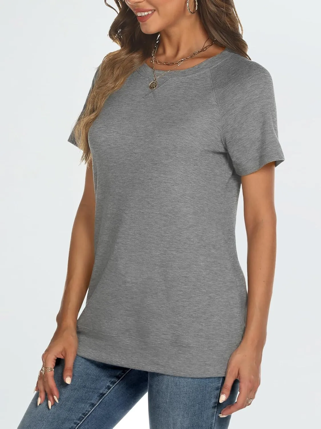 AUTOMET T Shirts Short Sleeve Crewneck Tees for Women Trendy Lightweight Soft Casual Summer Tops Clothes 2025
