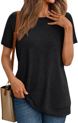 AUTOMET T Shirts Short Sleeve Crewneck Tees for Women Trendy Lightweight Soft Casual Summer Tops Clothes 2025