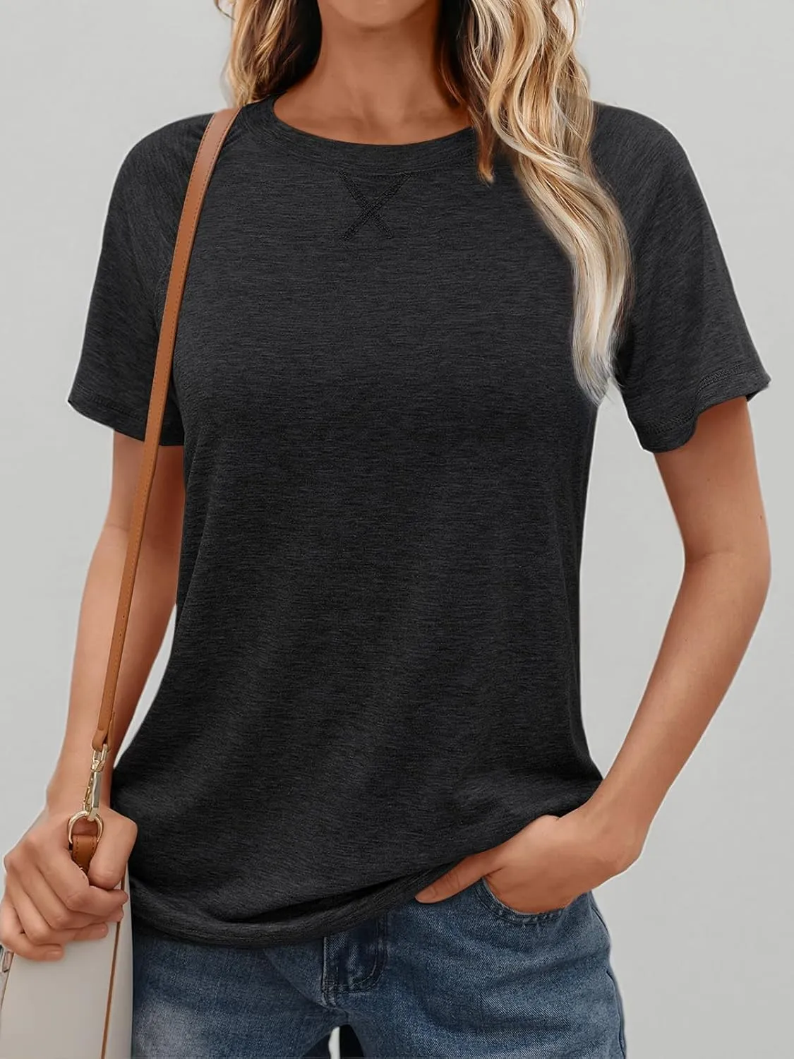 AUTOMET T Shirts Short Sleeve Crewneck Tees for Women Trendy Lightweight Soft Casual Summer Tops Clothes 2025