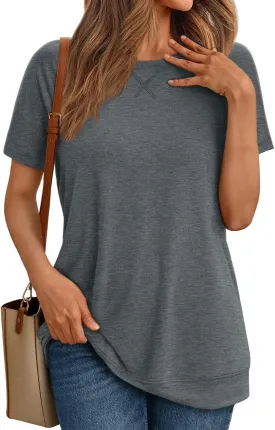 AUTOMET T Shirts Short Sleeve Crewneck Tees for Women Trendy Lightweight Soft Casual Summer Tops Clothes 2025