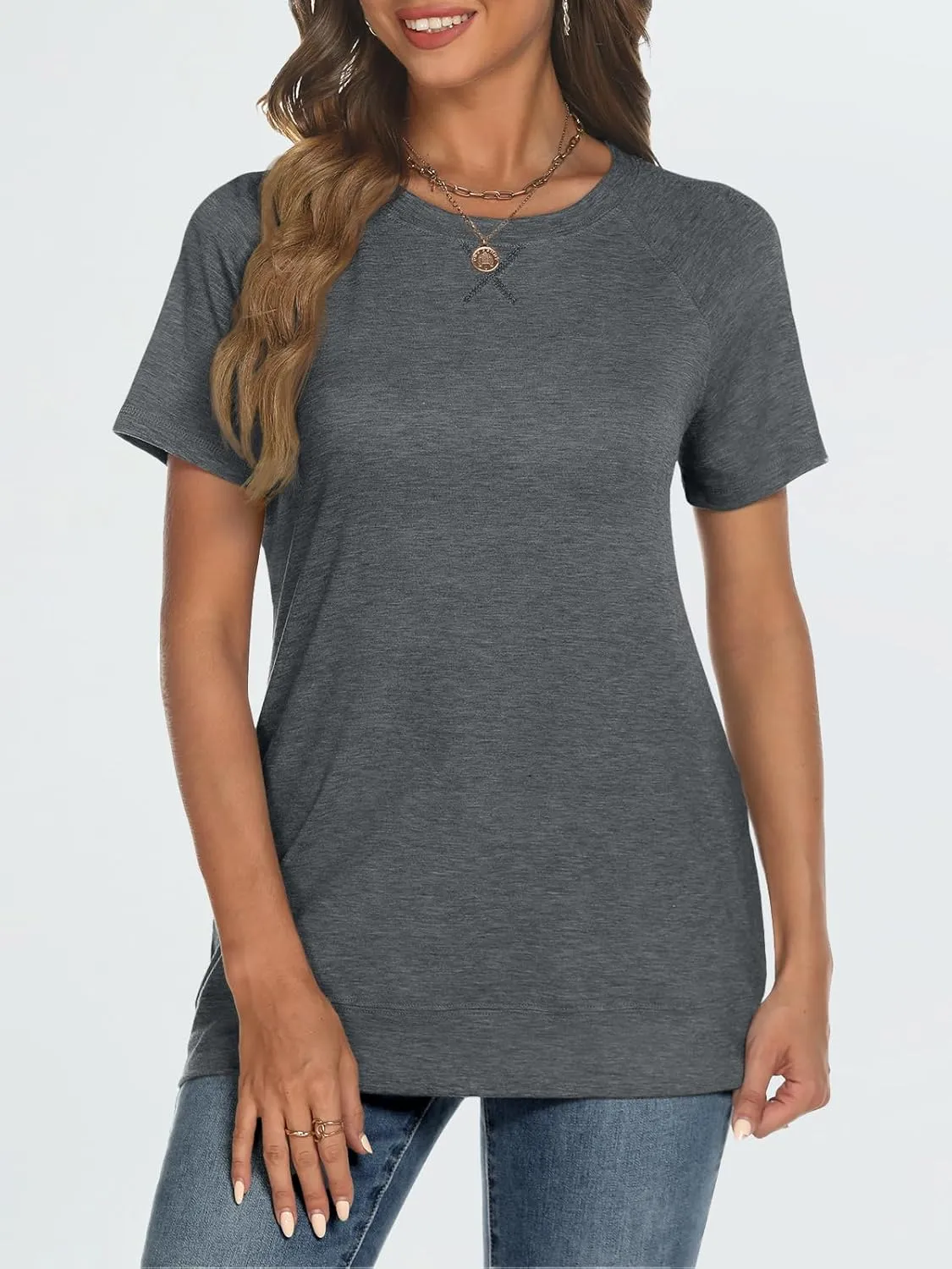 AUTOMET T Shirts Short Sleeve Crewneck Tees for Women Trendy Lightweight Soft Casual Summer Tops Clothes 2025