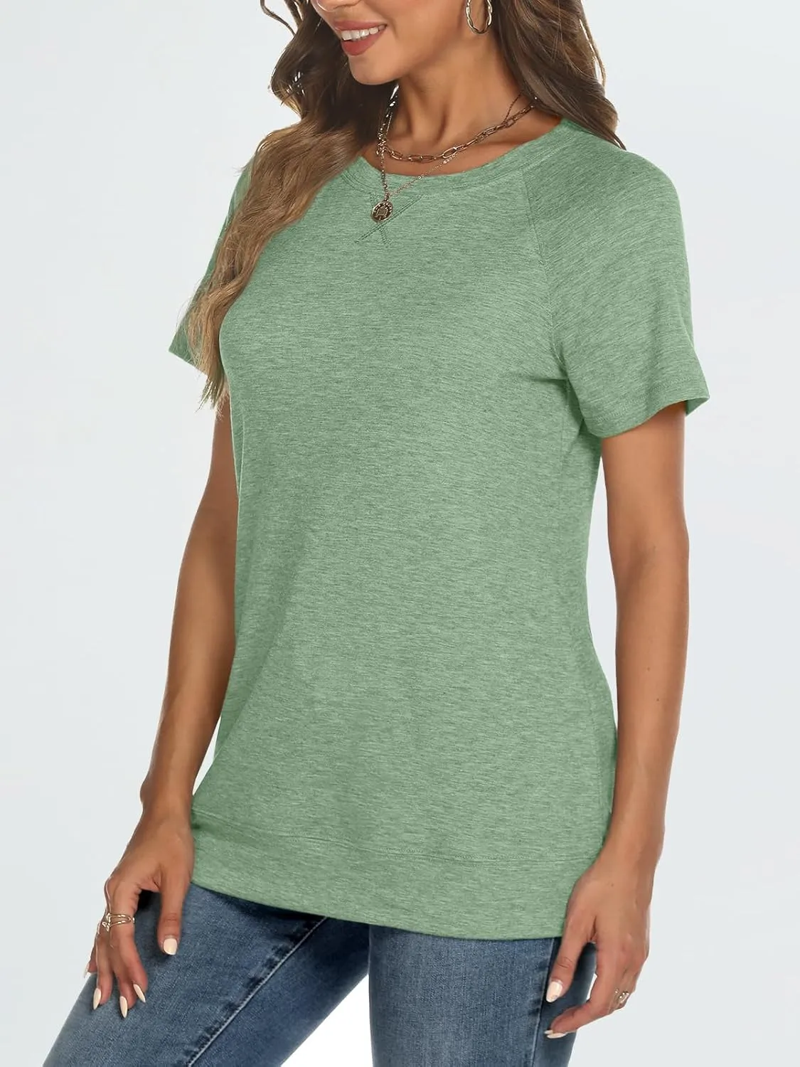 AUTOMET T Shirts Short Sleeve Crewneck Tees for Women Trendy Lightweight Soft Casual Summer Tops Clothes 2025