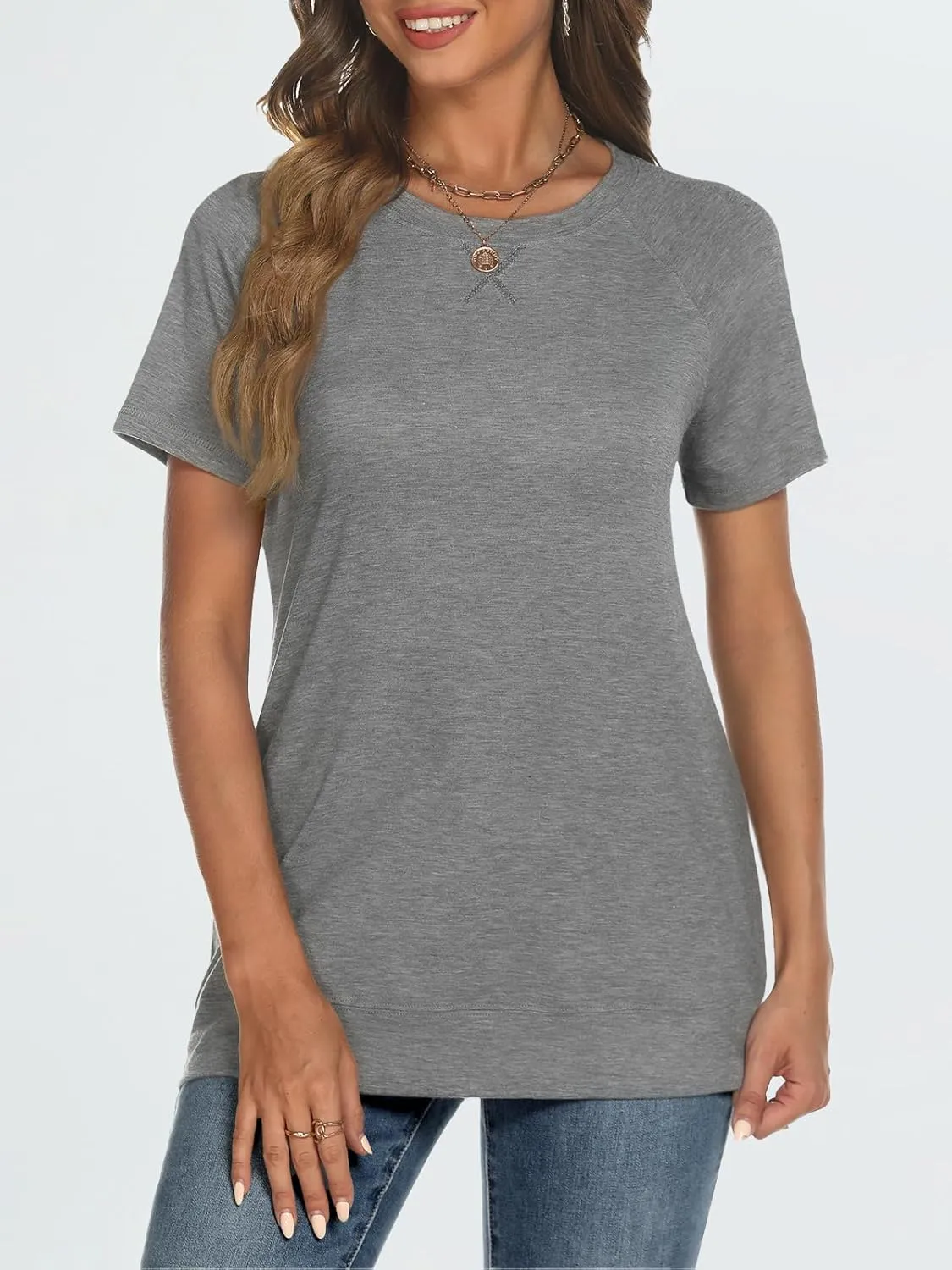 AUTOMET T Shirts Short Sleeve Crewneck Tees for Women Trendy Lightweight Soft Casual Summer Tops Clothes 2025