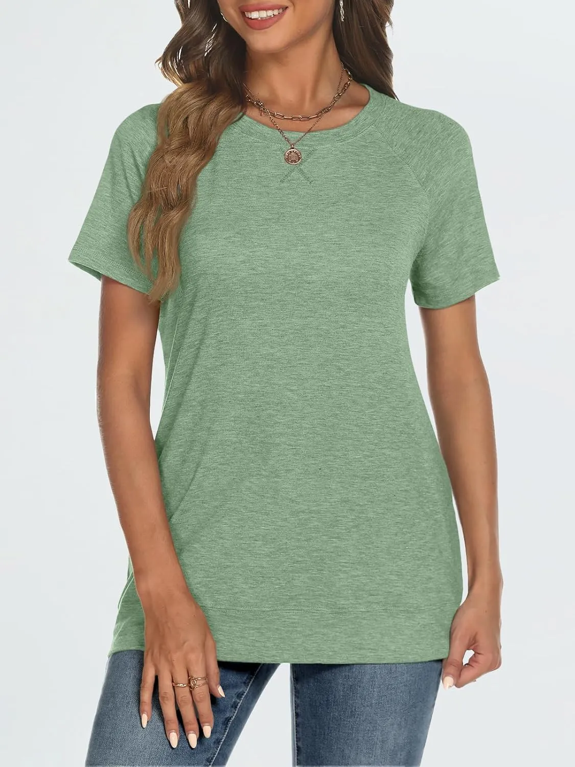 AUTOMET T Shirts Short Sleeve Crewneck Tees for Women Trendy Lightweight Soft Casual Summer Tops Clothes 2025