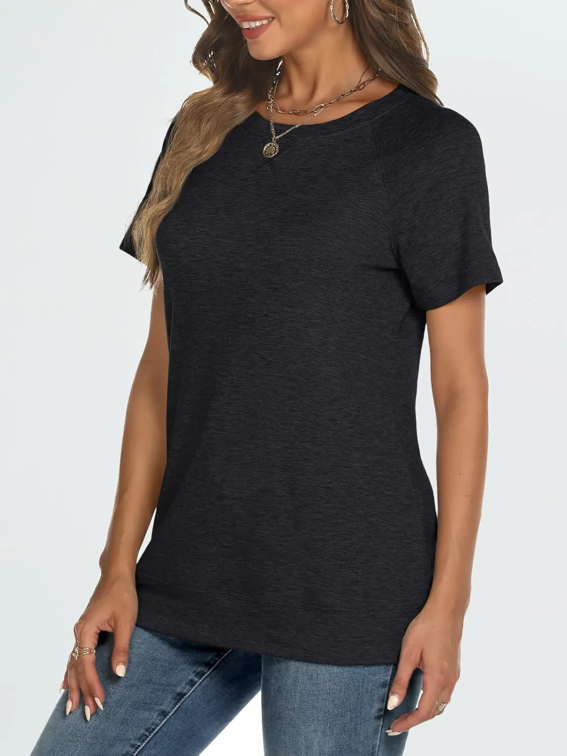 AUTOMET T Shirts Short Sleeve Crewneck Tees for Women Trendy Lightweight Soft Casual Summer Tops Clothes 2025