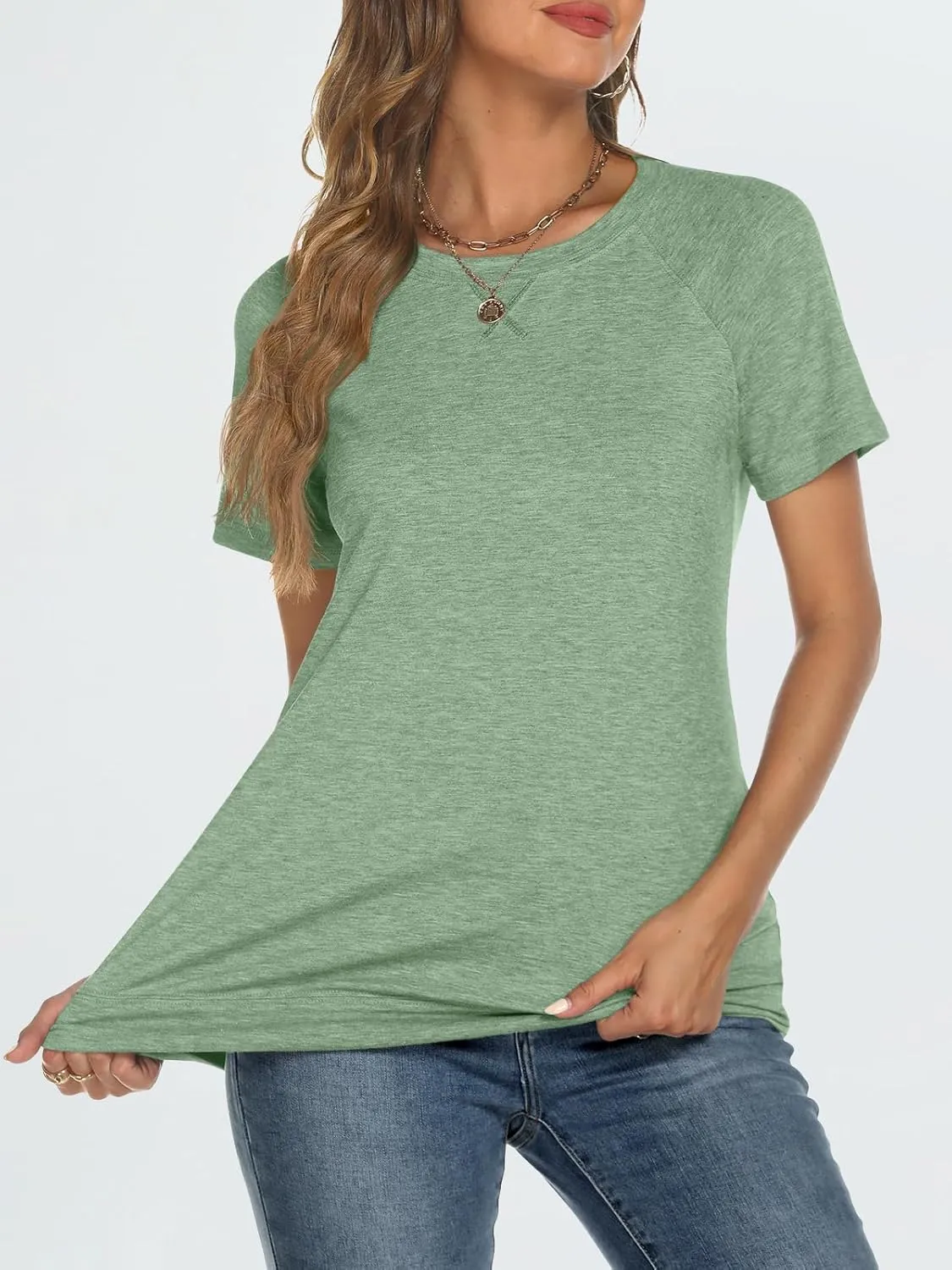 AUTOMET T Shirts Short Sleeve Crewneck Tees for Women Trendy Lightweight Soft Casual Summer Tops Clothes 2025
