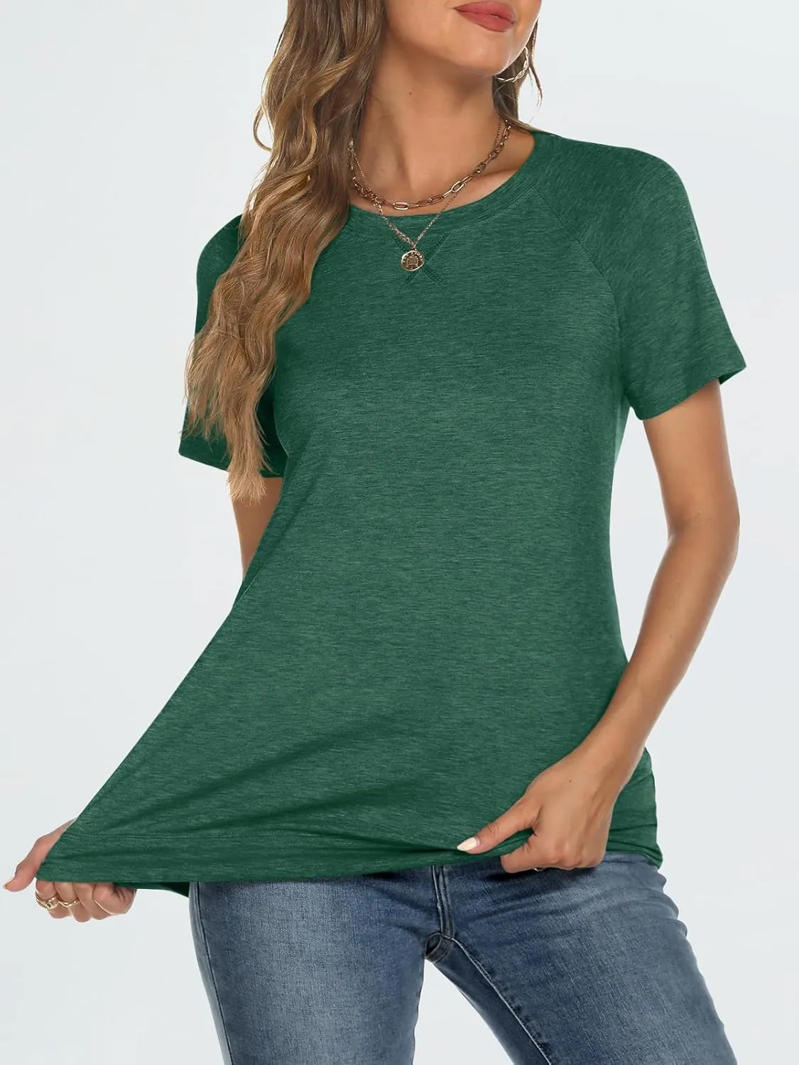 AUTOMET T Shirts Short Sleeve Crewneck Tees for Women Trendy Lightweight Soft Casual Summer Tops Clothes 2025