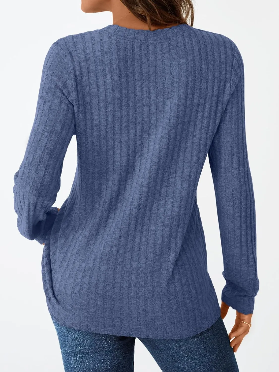 AUTOMET Womens Henley V Neck Long Sleeve Shirt Fall Dreesy Casual Tunic Loose Fit Top Sweater