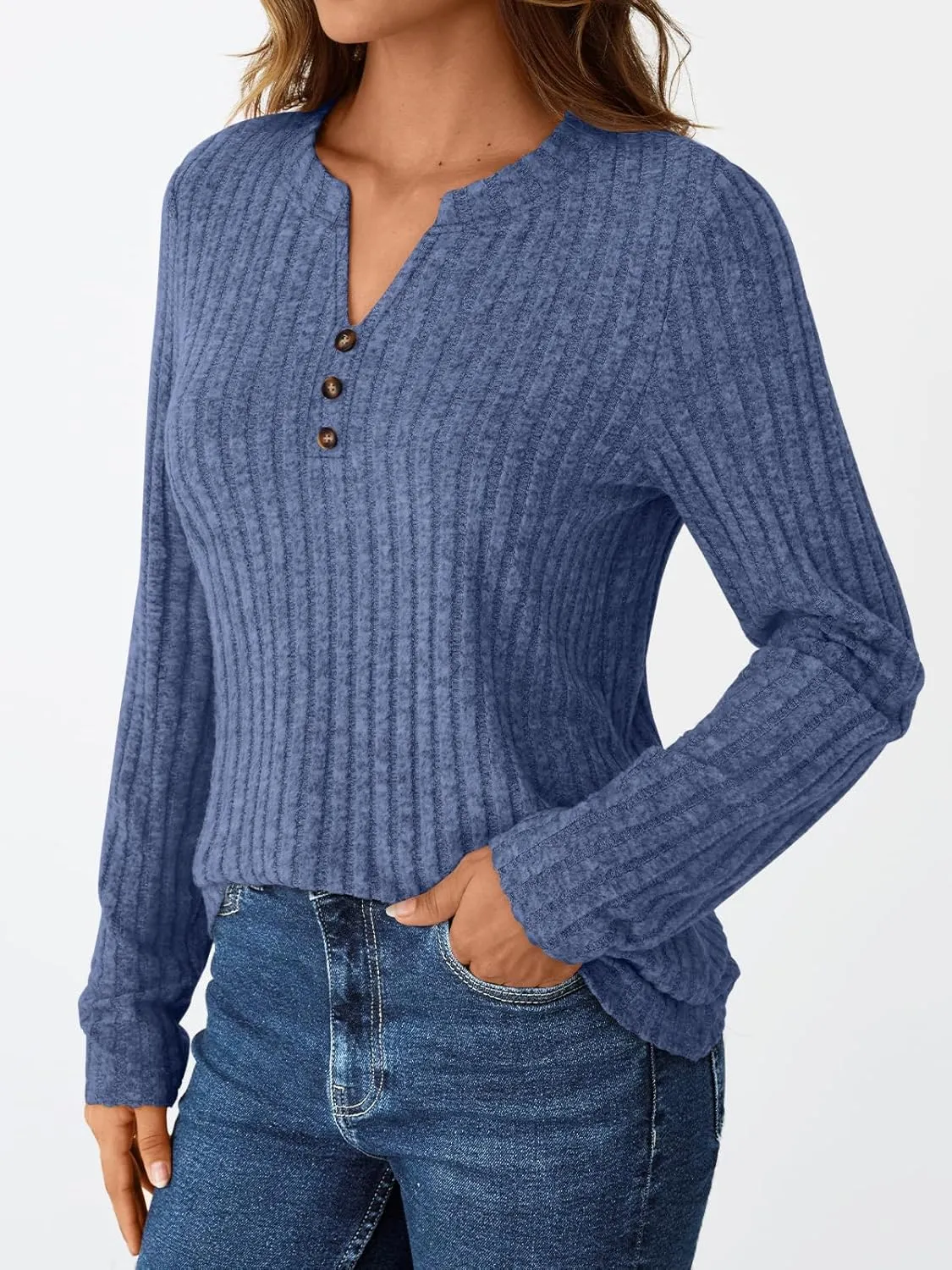 AUTOMET Womens Henley V Neck Long Sleeve Shirt Fall Dreesy Casual Tunic Loose Fit Top Sweater