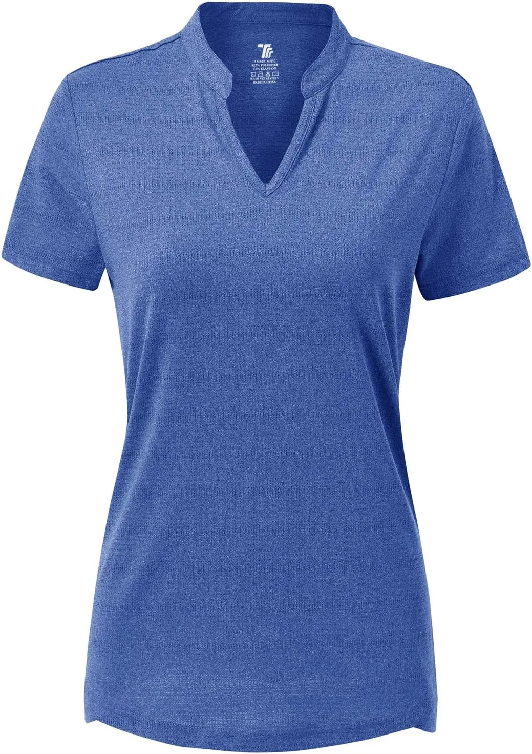 BASUDAM Women's Golf Polo Shirts V-Neck Short Sleeve Collarless Tennis Running T-Shirts Quick Dry