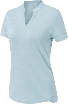 BASUDAM Women's Golf Polo Shirts V-Neck Short Sleeve Collarless Tennis Running T-Shirts Quick Dry