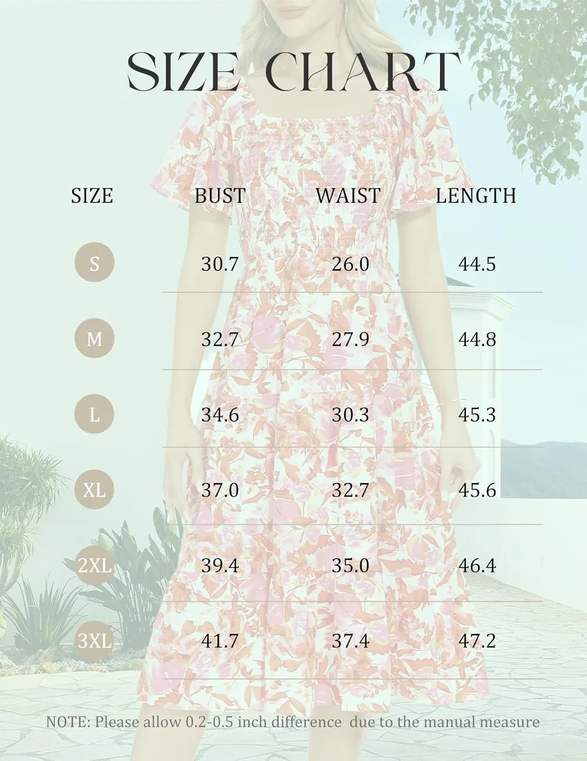 Bbonlinedress Womens Casual Floral Summer Smocked Beach Party Boho Midi Square Neck Dress
