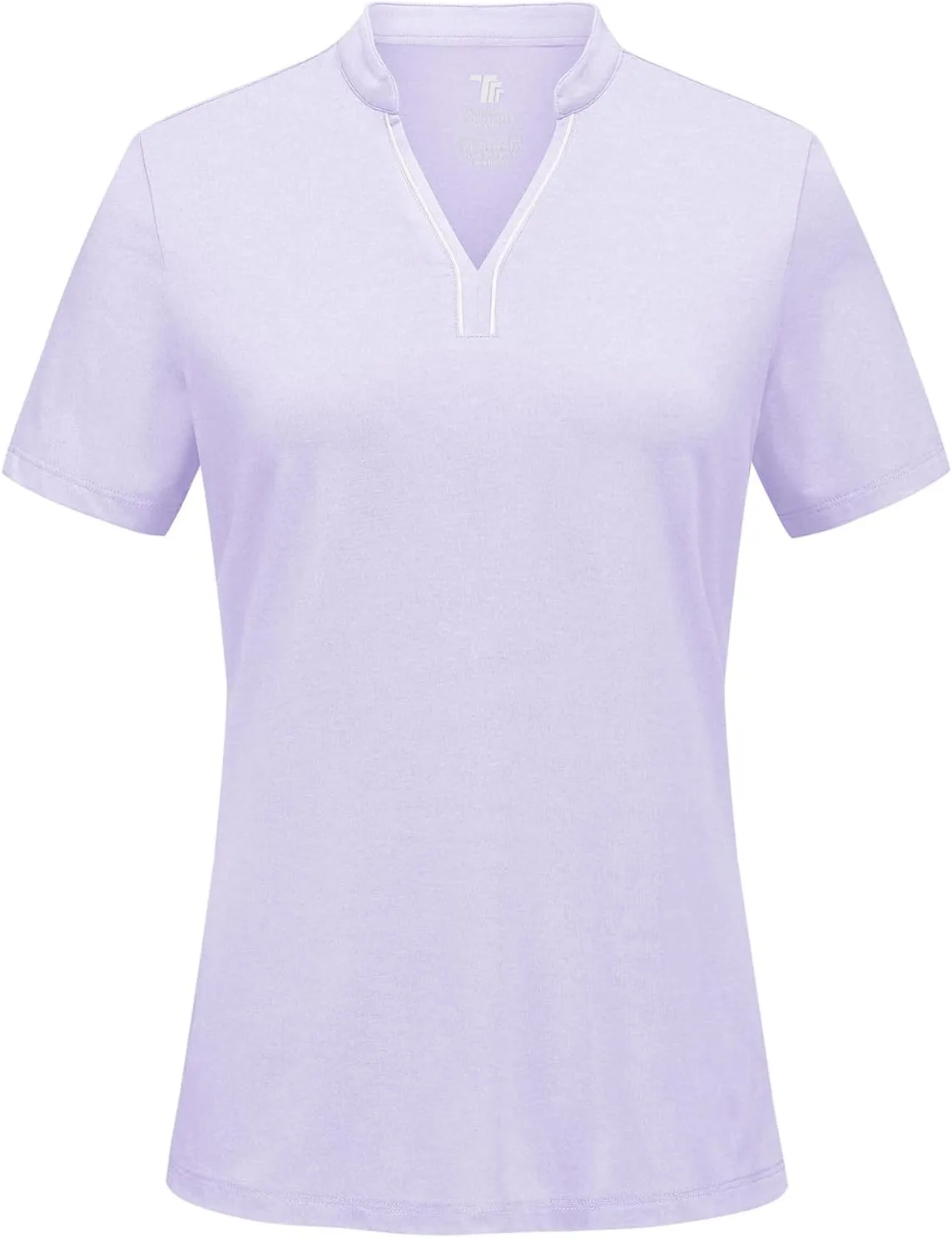 BGOWATU Women's Golf Polo Shirts Short Sleeve Collarless Y-Neck Tennis Tops Quick Dry UPF 50  Workout Shirt Lightweight