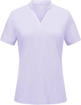 BGOWATU Women's Golf Polo Shirts Short Sleeve Collarless Y-Neck Tennis Tops Quick Dry UPF 50  Workout Shirt Lightweight