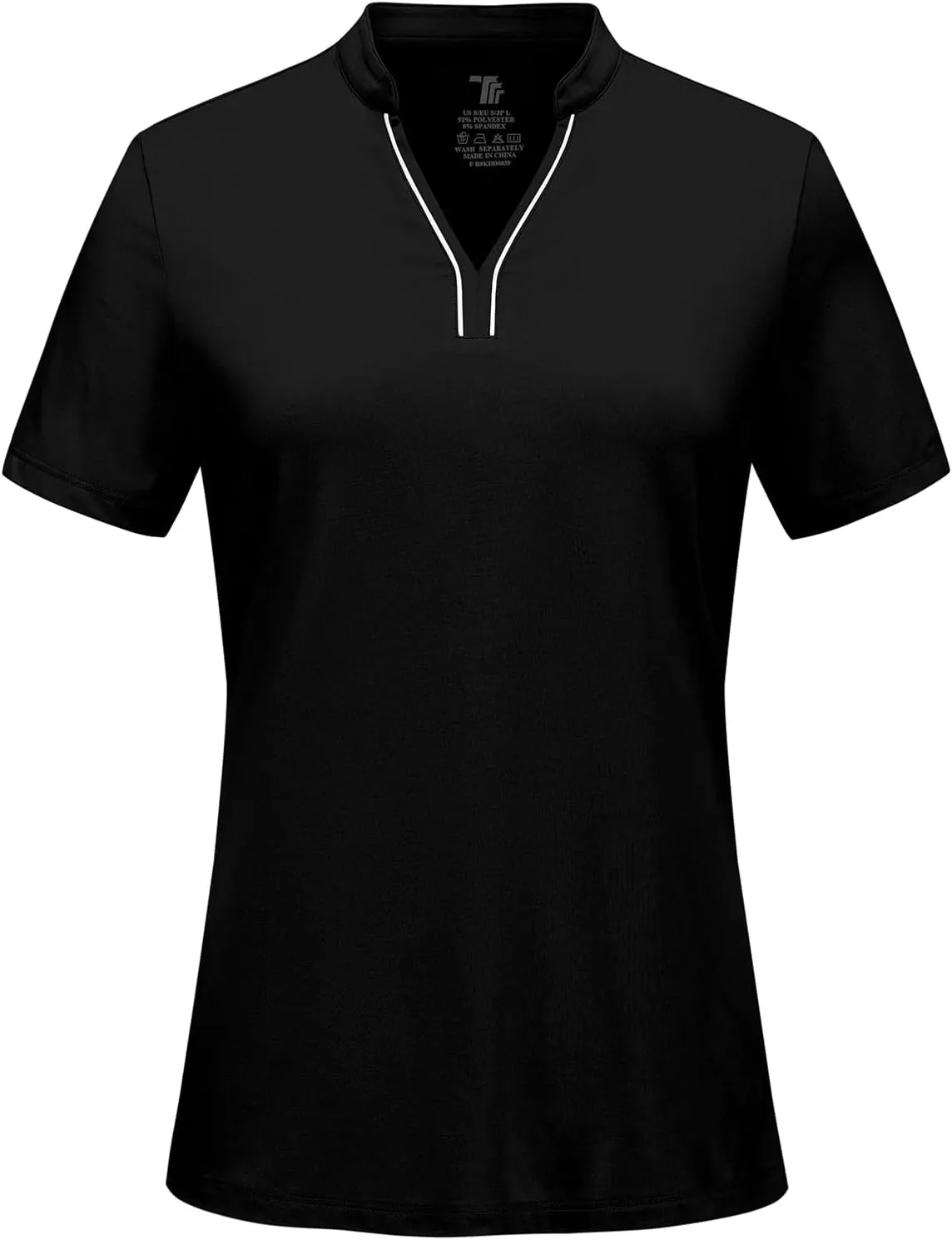 BGOWATU Women's Golf Polo Shirts Short Sleeve Collarless Y-Neck Tennis Tops Quick Dry UPF 50  Workout Shirt Lightweight