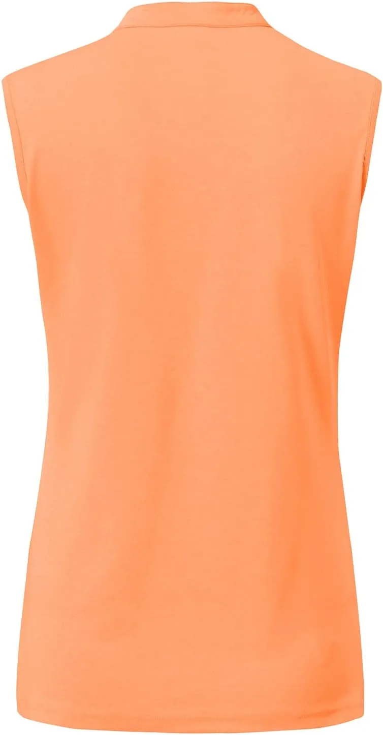 BGOWATU Women's Golf Polo T-Shirts Sleeveless V Neck Collarless Tennis Shirts UV Protection Quick Dry Lightweight