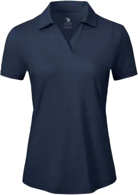 BGOWATU Women's Short Sleeve Golf Tennis Polo Shirts V Neck Collared Workout Tops UV Protection Dry Fit