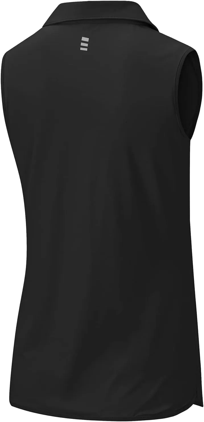 BGOWATU Women's Sleeveless Golf Polo Shirts 1/4 Zip Tennis Tank Tops with Collar UV Protection Quick Dry