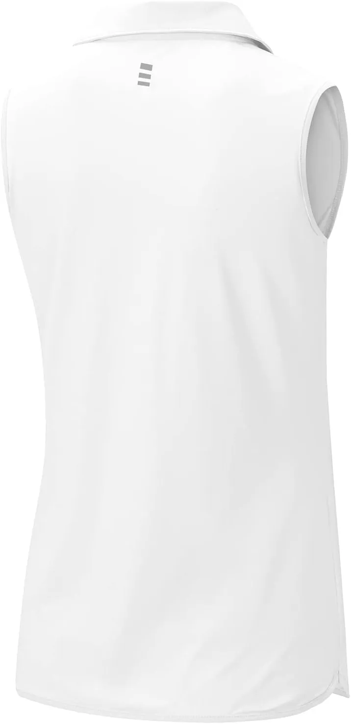 BGOWATU Women's Sleeveless Golf Polo Shirts 1/4 Zip Tennis Tank Tops with Collar UV Protection Quick Dry