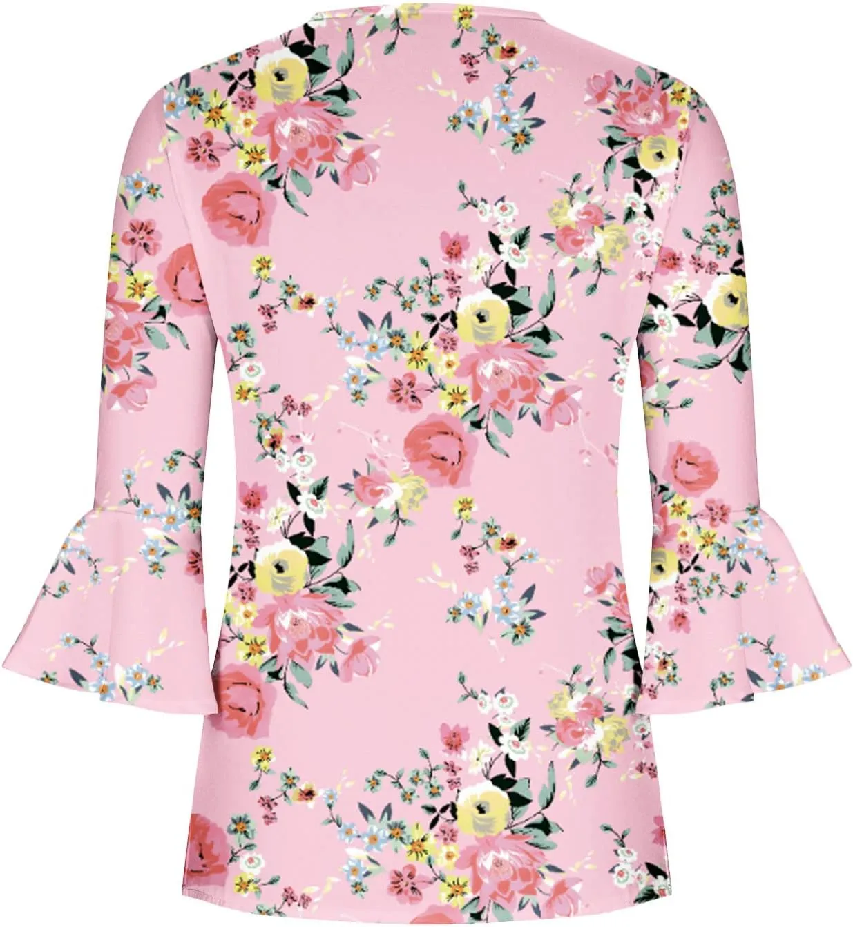 Bohemian Tops for Women Trendy 2023 Sexy Elegant t-Shirt Boho Floral Print 3/4 Bell Sleeve v Neck Shirts Blouse