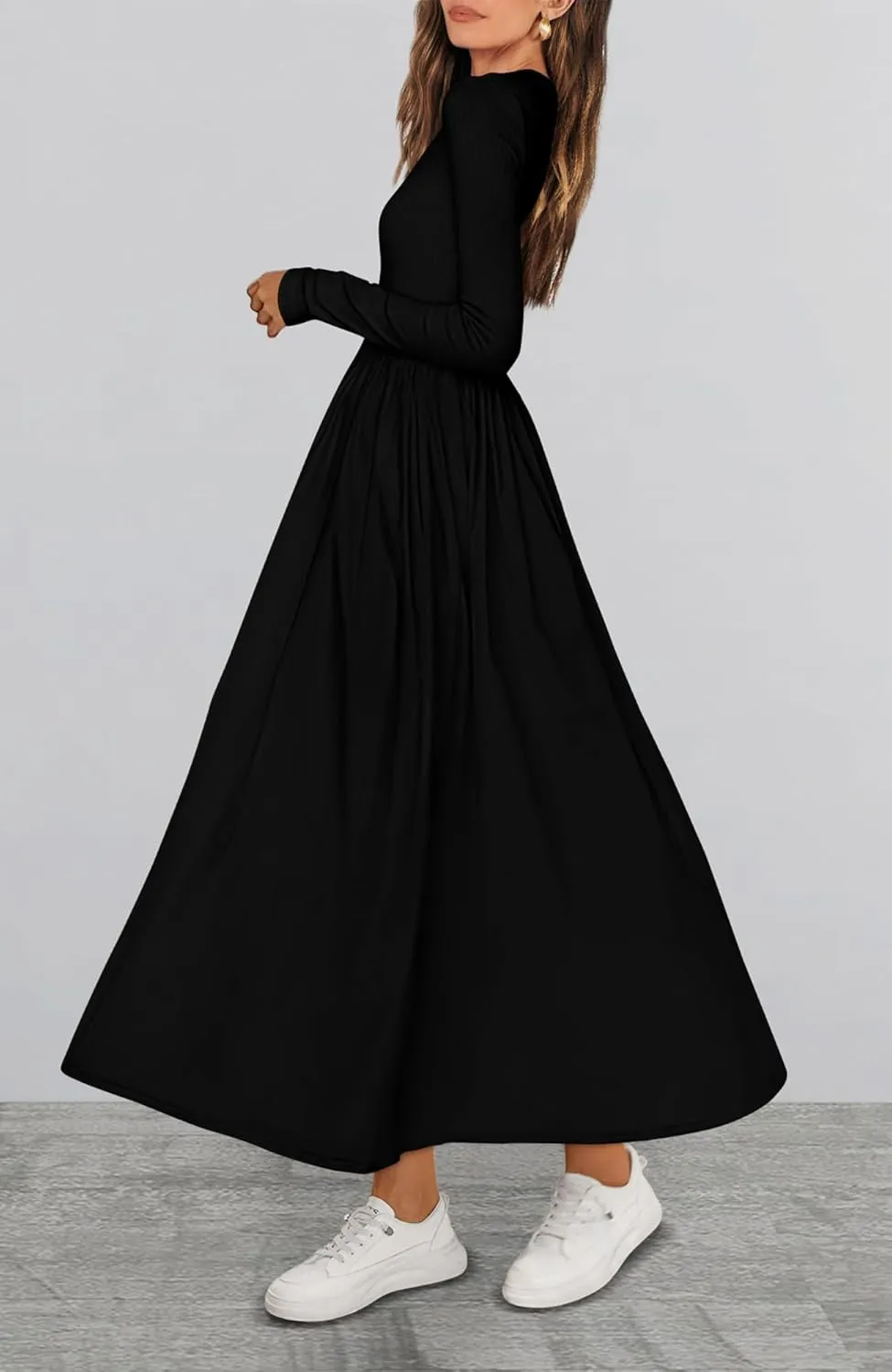 BTFBM Casual Long Sleeve Dresses Spring Dresses 2025 Wedding Guest Dress Midi Dress Flowy Bohemian Long Dress