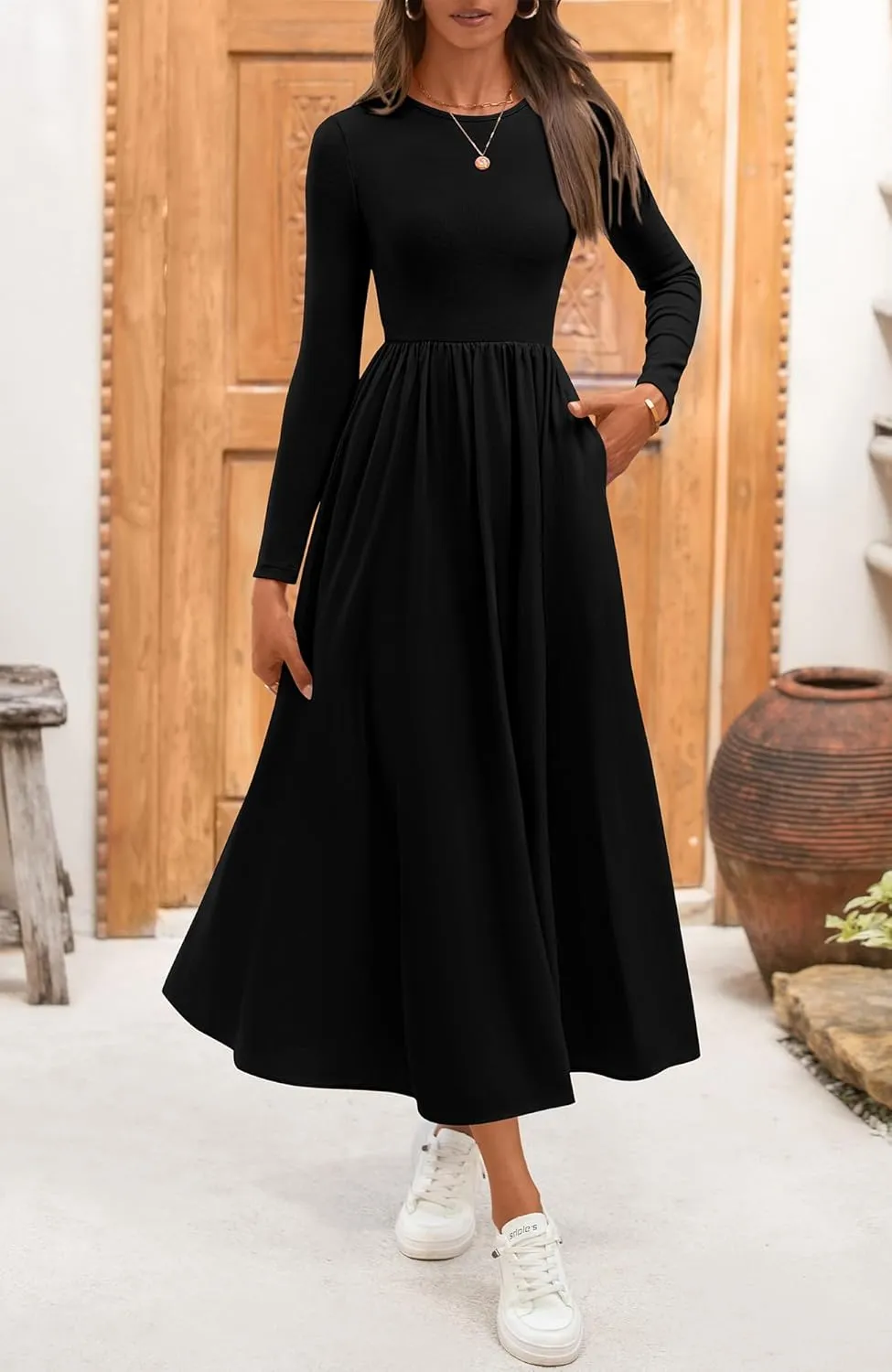 BTFBM Casual Long Sleeve Dresses Spring Dresses 2025 Wedding Guest Dress Midi Dress Flowy Bohemian Long Dress