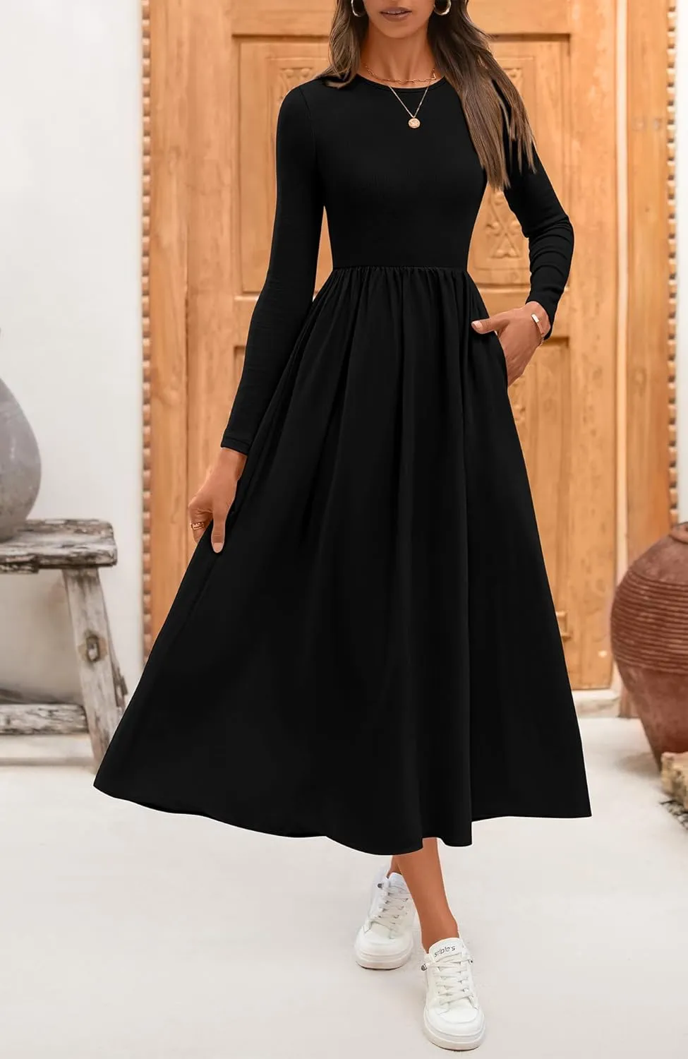 BTFBM Casual Long Sleeve Dresses Spring Dresses 2025 Wedding Guest Dress Midi Dress Flowy Bohemian Long Dress