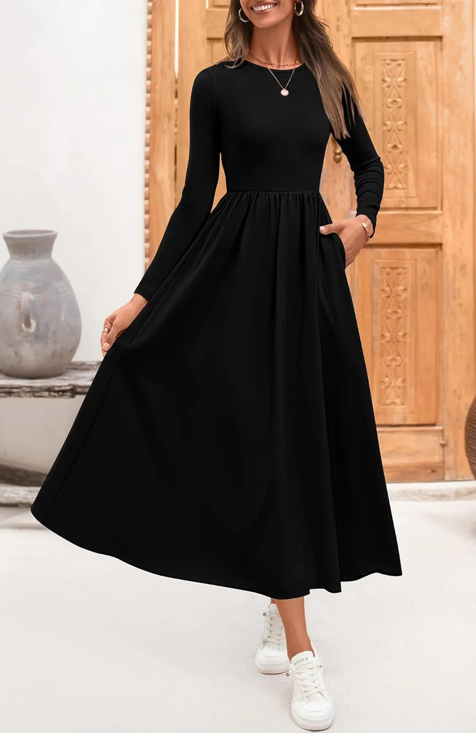 BTFBM Casual Long Sleeve Dresses Spring Dresses 2025 Wedding Guest Dress Midi Dress Flowy Bohemian Long Dress