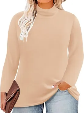 CARCOS Womens Plus Size Tops Mock Neck Long Sleeve Shirts Turtleneck Tunics for Fall Winter XL-5XL CARCOS Womens Plus Size Tops Mock Neck Long Sleeve Shirts Turtleneck Tunics for Fall Winter XL-5XL