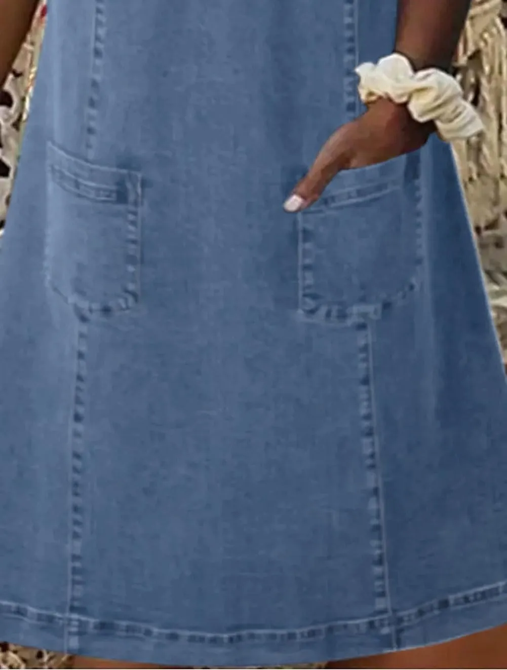 CHARTOU Women Denim Dress Short Sleeve Mini Jean Dress Jumper Babydoll Summer Shift Dress
