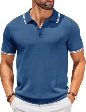 COOFANDY Men's Knit Polo Shirts Short Sleeve Casual Button Golf Polo Shirts Collared T Shirt COOFANDY Men's Knit Polo Shirts Short Sleeve Casual Button Golf Polo Shirts Collared T Shirt