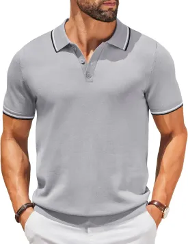COOFANDY Men's Knit Polo Shirts Short Sleeve Casual Button Golf Polo Shirts Collared T Shirt COOFANDY Men's Knit Polo Shirts Short Sleeve Casual Button Golf Polo Shirts Collared T Shirt
