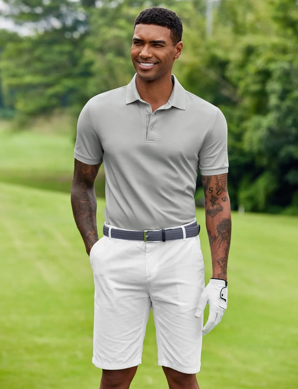 COOFANDY Mens Polo Shirt Short Sleeve Moisture Wicking Quick-Dry Golf Polo Athletic Tennis Collared T-Shirts