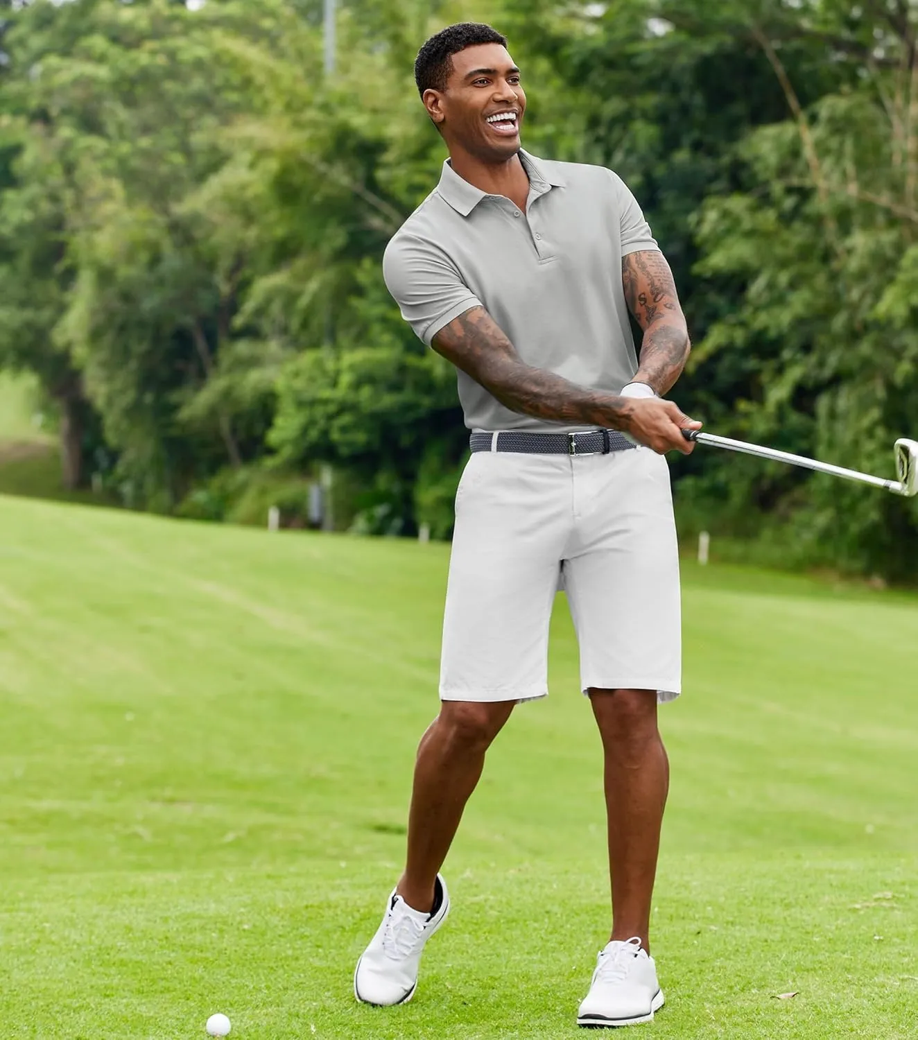 COOFANDY Mens Polo Shirt Short Sleeve Moisture Wicking Quick-Dry Golf Polo Athletic Tennis Collared T-Shirts