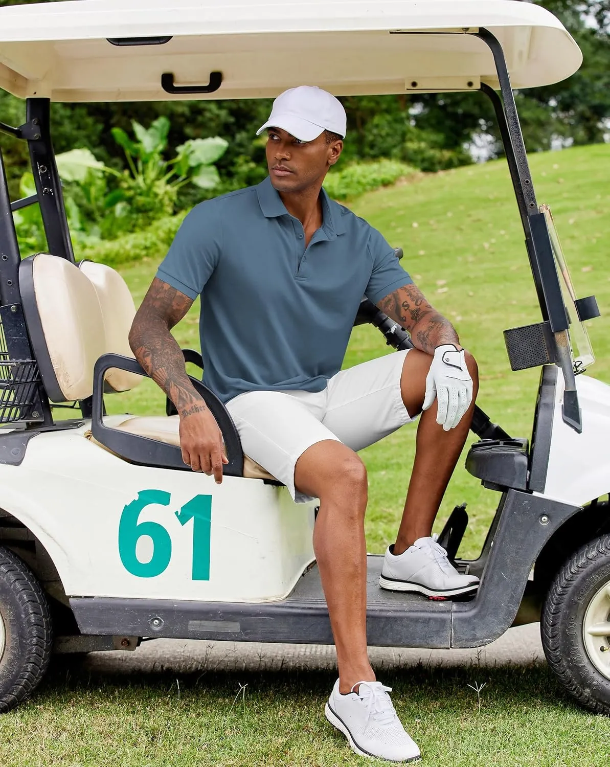 COOFANDY Mens Polo Shirt Short Sleeve Moisture Wicking Quick-Dry Golf Polo Athletic Tennis Collared T-Shirts