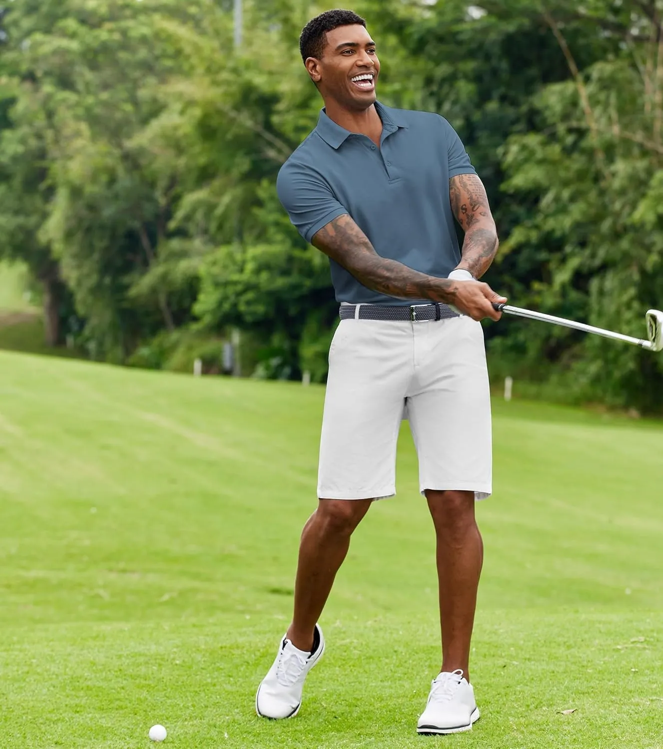 COOFANDY Mens Polo Shirt Short Sleeve Moisture Wicking Quick-Dry Golf Polo Athletic Tennis Collared T-Shirts