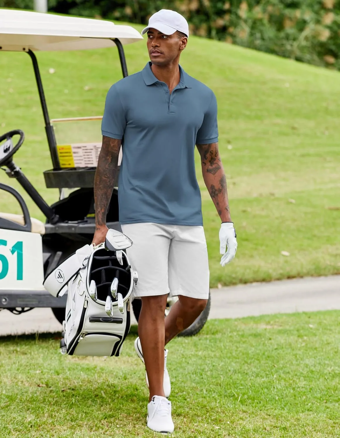 COOFANDY Mens Polo Shirt Short Sleeve Moisture Wicking Quick-Dry Golf Polo Athletic Tennis Collared T-Shirts