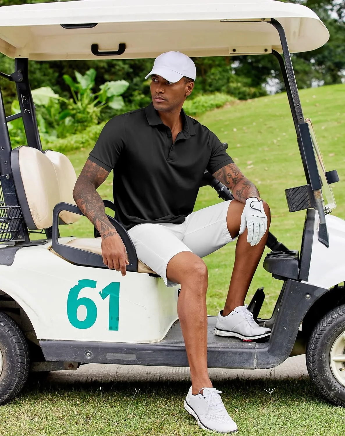COOFANDY Mens Polo Shirt Short Sleeve Moisture Wicking Quick-Dry Golf Polo Athletic Tennis Collared T-Shirts