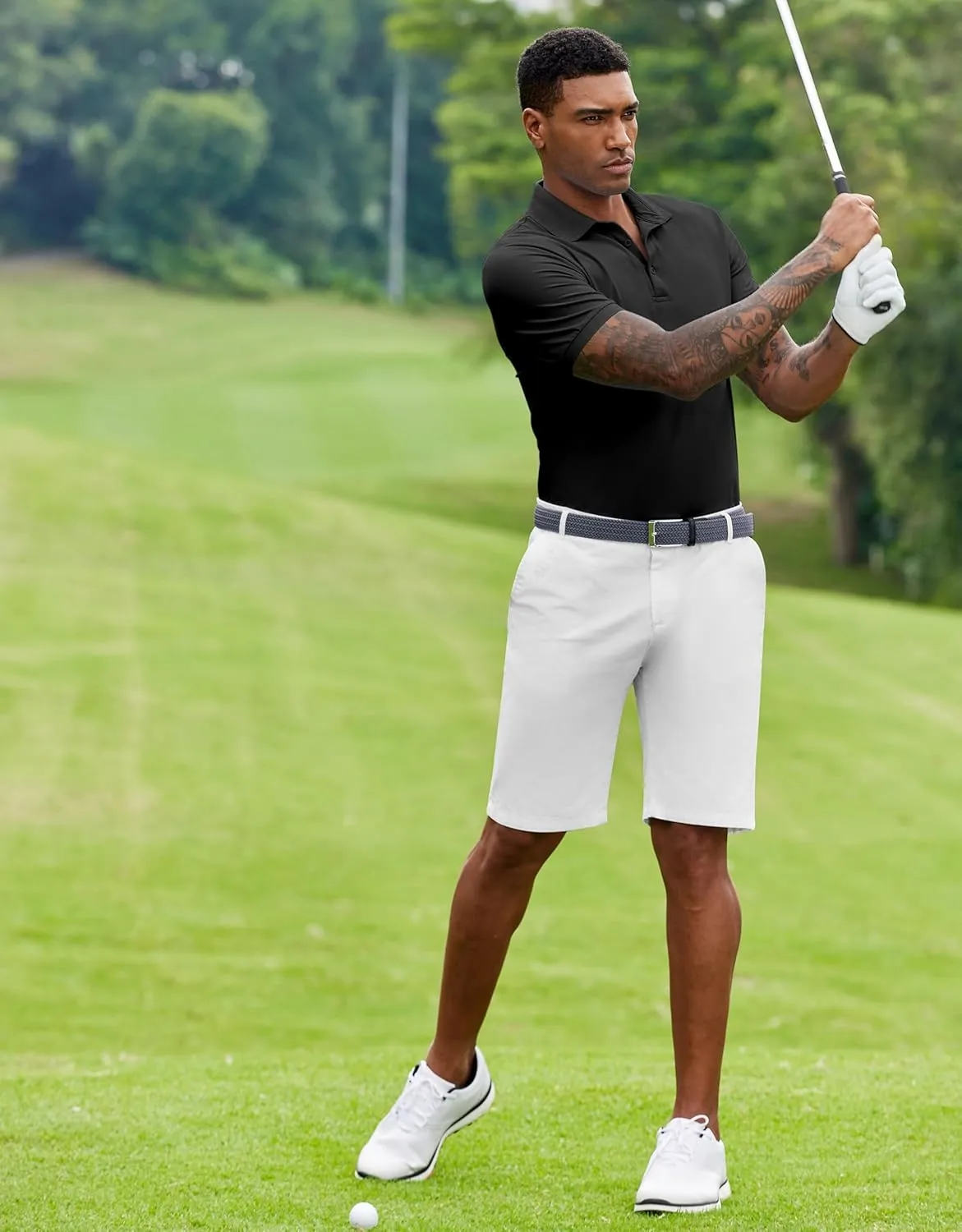 COOFANDY Mens Polo Shirt Short Sleeve Moisture Wicking Quick-Dry Golf Polo Athletic Tennis Collared T-Shirts