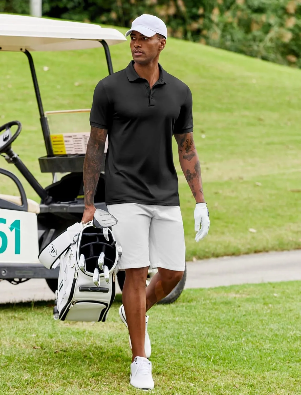 COOFANDY Mens Polo Shirt Short Sleeve Moisture Wicking Quick-Dry Golf Polo Athletic Tennis Collared T-Shirts