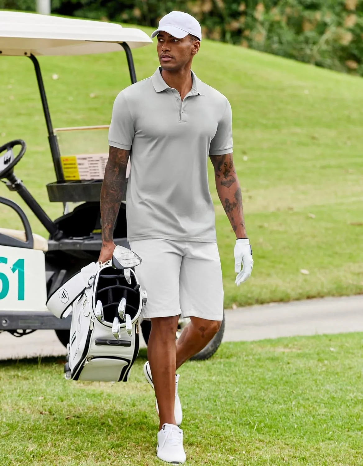 COOFANDY Mens Polo Shirt Short Sleeve Moisture Wicking Quick-Dry Golf Polo Athletic Tennis Collared T-Shirts